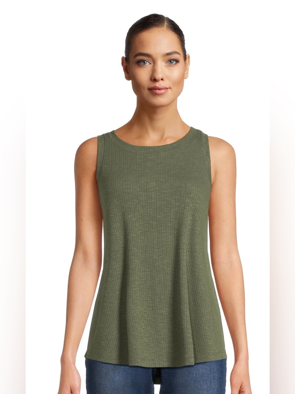 Arizona Jean Company Olive Green Ribbed Swing Tank